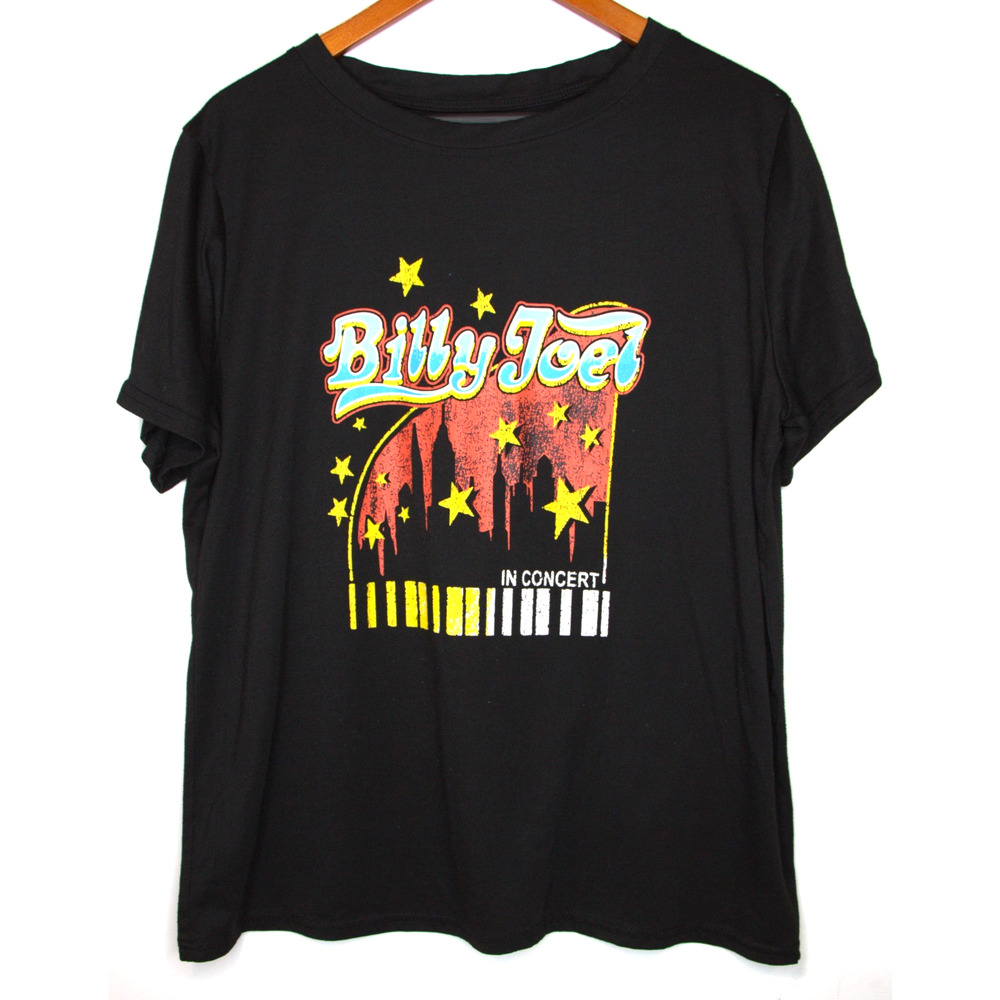 Billy Joel T-Shirt Black Stars In Concert XL Short Sleeve Rock Band